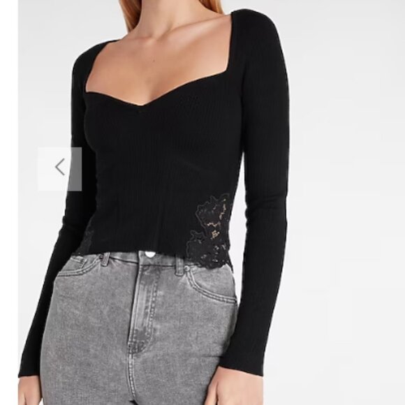 Express Tops - Express Body Contour Lace Piece Cropped Sweater - Size XL​